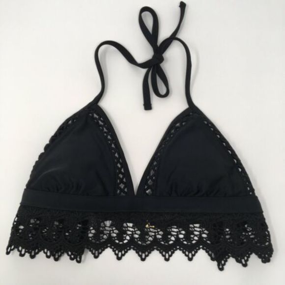 Xhilaration Other - XHILARATION XS Bikini Top Eyelet Scalloped Black